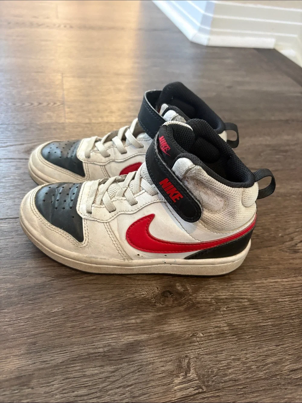 Nike Kids White, Black & Red High-Top Sneakers